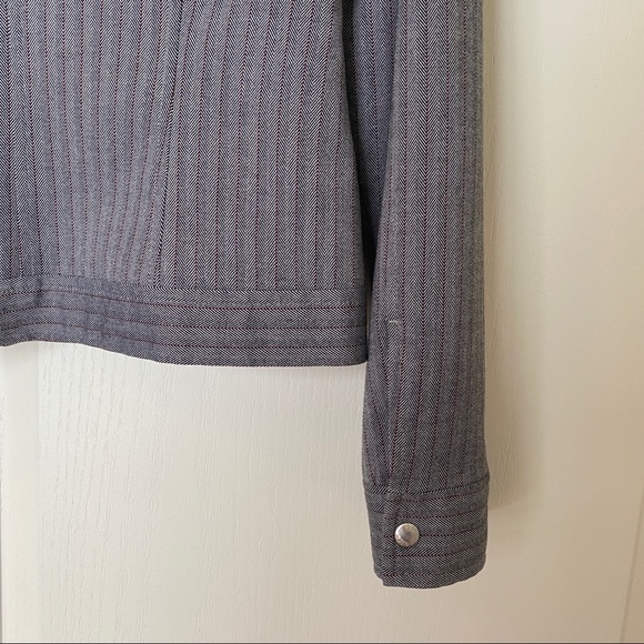 Olsen Europe gray zip up jacket blazer size 6 stripped career vest - Picture 12 of 12